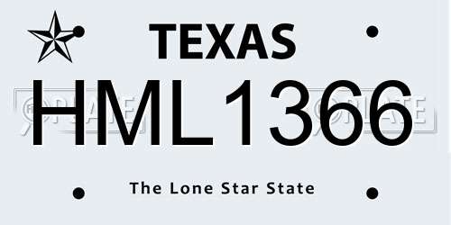 HML1366 Texas License Plate