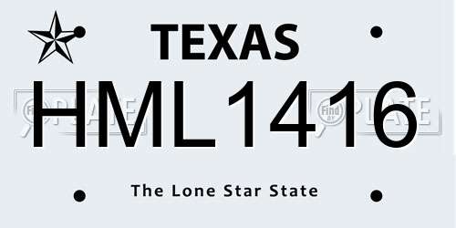 HML1416 Texas License Plate