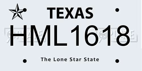 HML1618 Texas License Plate