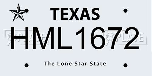 HML1672 Texas License Plate