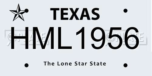 HML1956 Texas License Plate