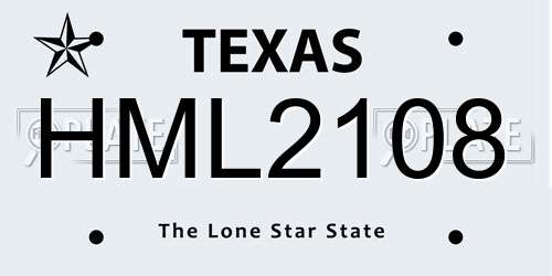 HML2108 Texas License Plate