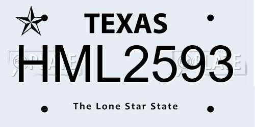 HML2593 Texas License Plate