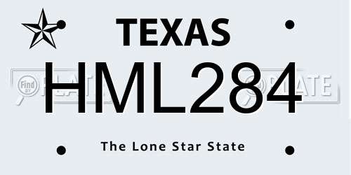 HML284 Texas License Plate