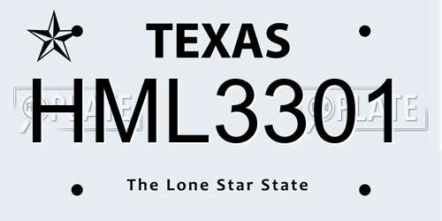 HML3301 Texas License Plate