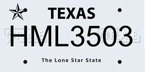 HML3503 Texas License Plate