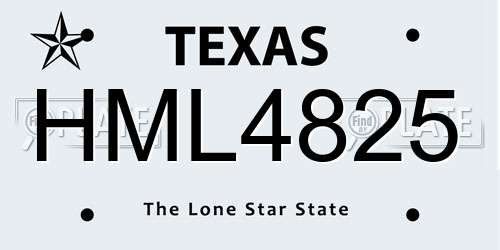 HML4825 Texas License Plate