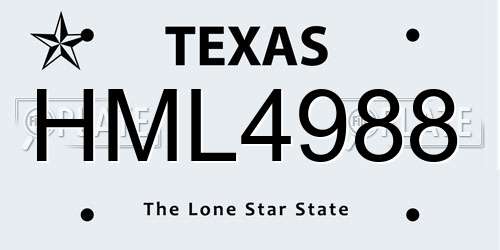HML4988 Texas License Plate