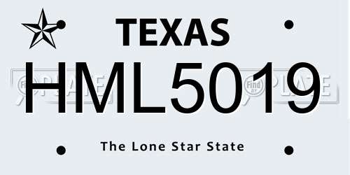 HML5019 Texas License Plate