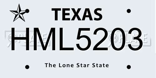 HML5203 Texas License Plate