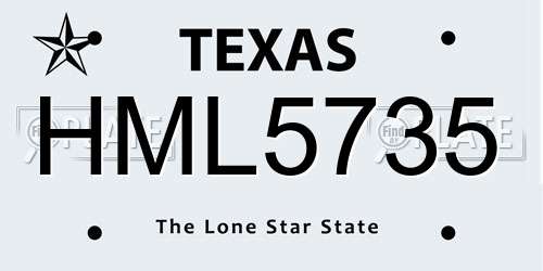 HML5735 Texas License Plate