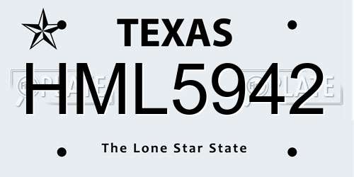 HML5942 Texas License Plate