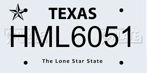 HML6051 Texas License Plate