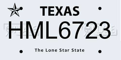 HML6723 Texas License Plate