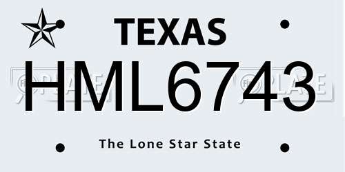 HML6743 Texas License Plate