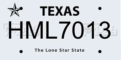 HML7013 Texas License Plate