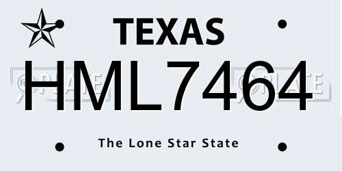 HML7464 Texas License Plate