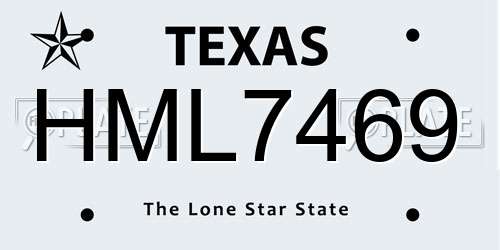 HML7469 Texas License Plate
