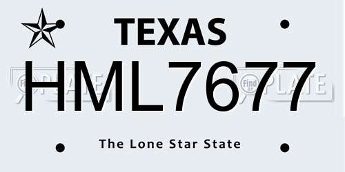 HML7677 Texas License Plate