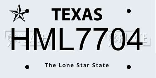 HML7704 Texas License Plate