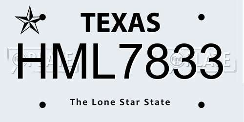 HML7833 Texas License Plate