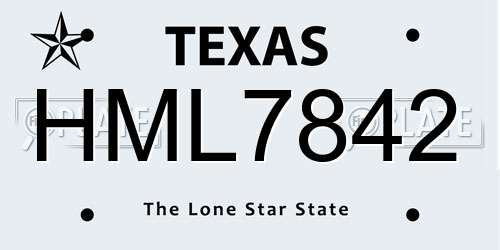 HML7842 Texas License Plate