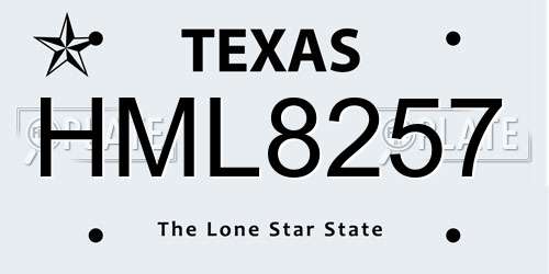 HML8257 Texas License Plate