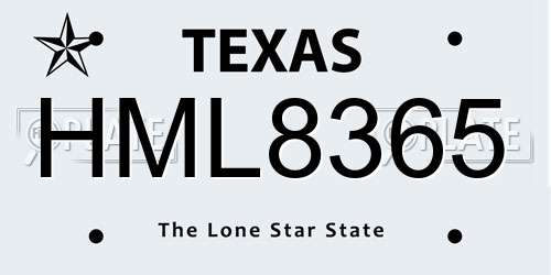 HML8365 Texas License Plate