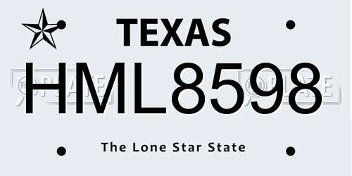HML8598 Texas License Plate