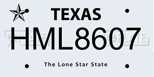 HML8607 Texas License Plate