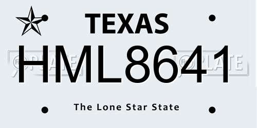 HML8641 Texas License Plate