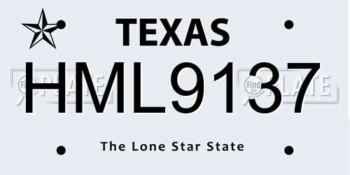 HML9137 Texas License Plate