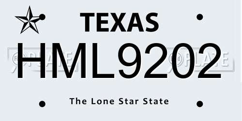 HML9202 Texas License Plate