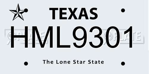 HML9301 Texas License Plate