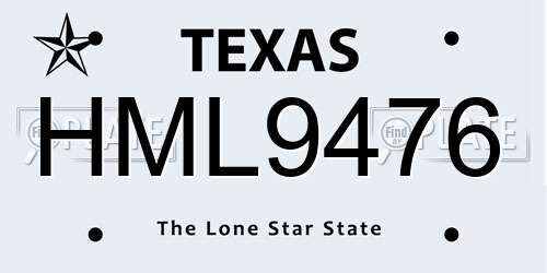 HML9476 Texas License Plate