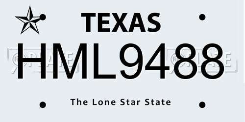 HML9488 Texas License Plate