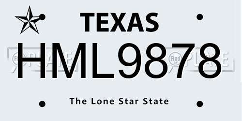 HML9878 Texas License Plate