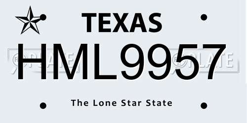 HML9957 Texas License Plate