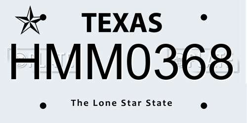HMM0368 Texas License Plate