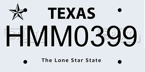 HMM0399 Texas License Plate