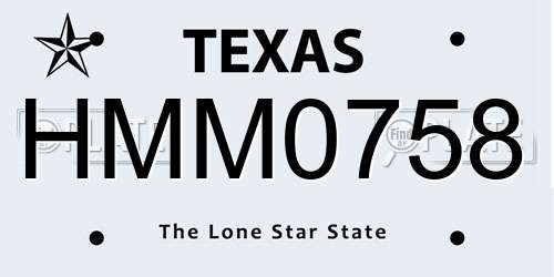 HMM0758 Texas License Plate