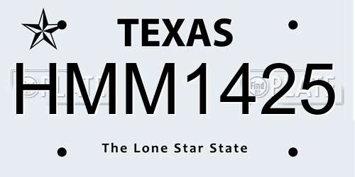 HMM1425 Texas License Plate