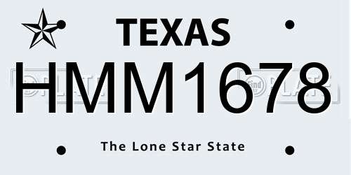 HMM1678 Texas License Plate