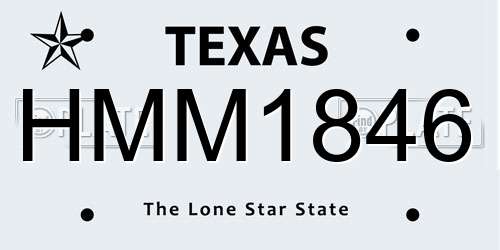 HMM1846 Texas License Plate