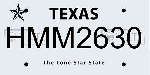 HMM2630 Texas License Plate