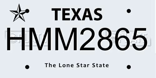 HMM2865 Texas License Plate