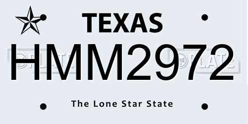 HMM2972 Texas License Plate