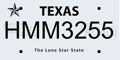 HMM3255 Texas License Plate