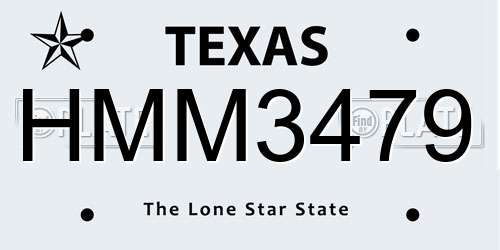 HMM3479 Texas License Plate