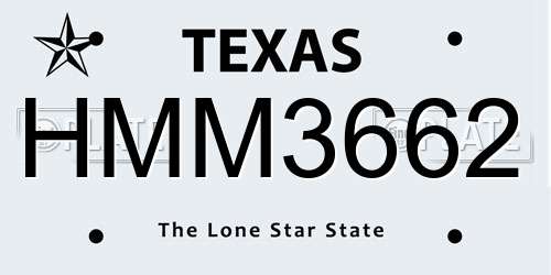 HMM3662 Texas License Plate
